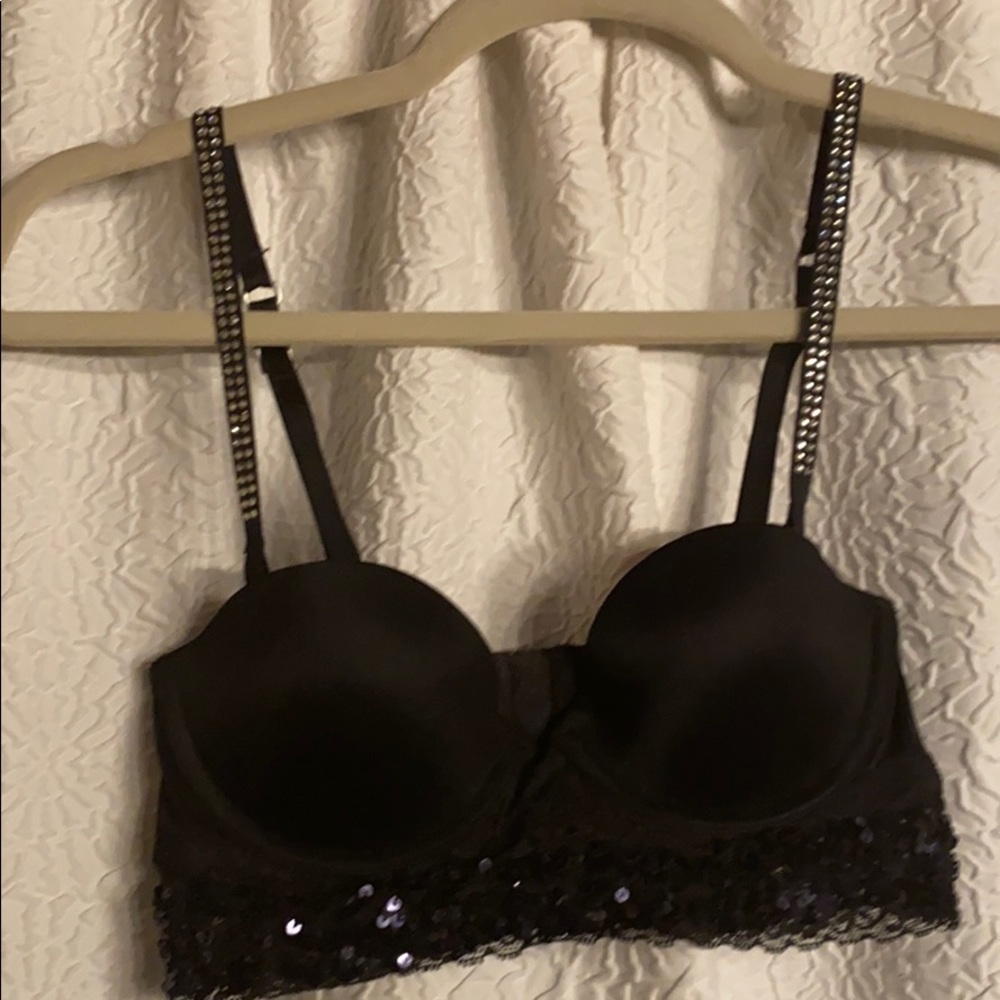 Pink 32A black sparkle bra